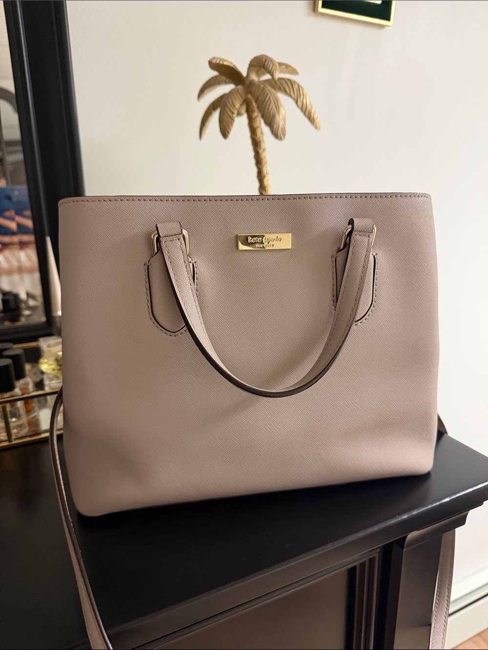 kate spade blush taupe Saffiano Leather Satchel